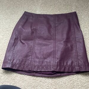 Maroon leather mini skirt